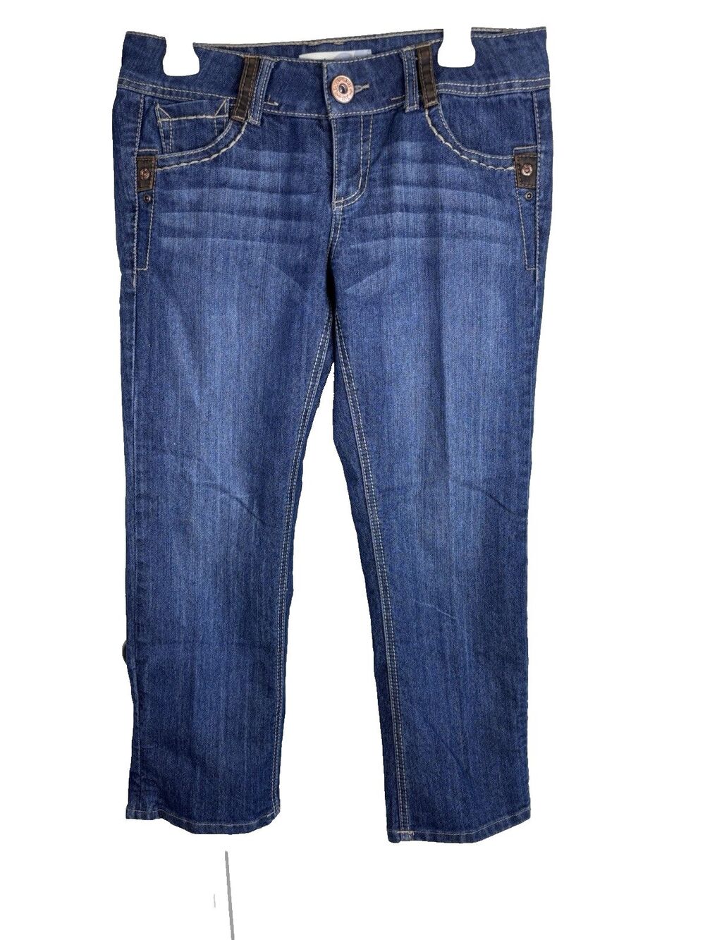Jolt Y2K Low Rise Flare Jeans Size 9 Embroidered Feather Bootcut Stretch Denim